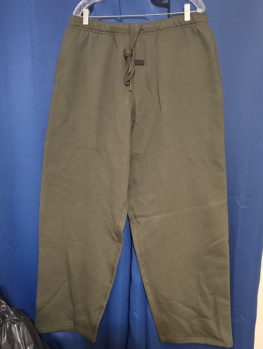 Essentials Fear Of God Olive/Dark Green Drawstring Joggers, Wide Leg